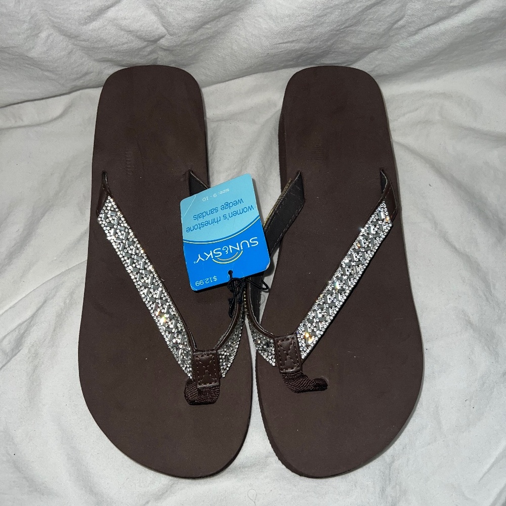Brown flip flops